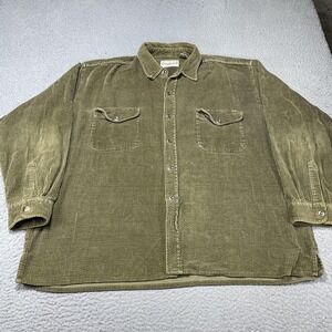 Greatland Shirt Mens 2XL Green Corduroy Button Front Long Sleeve Casual